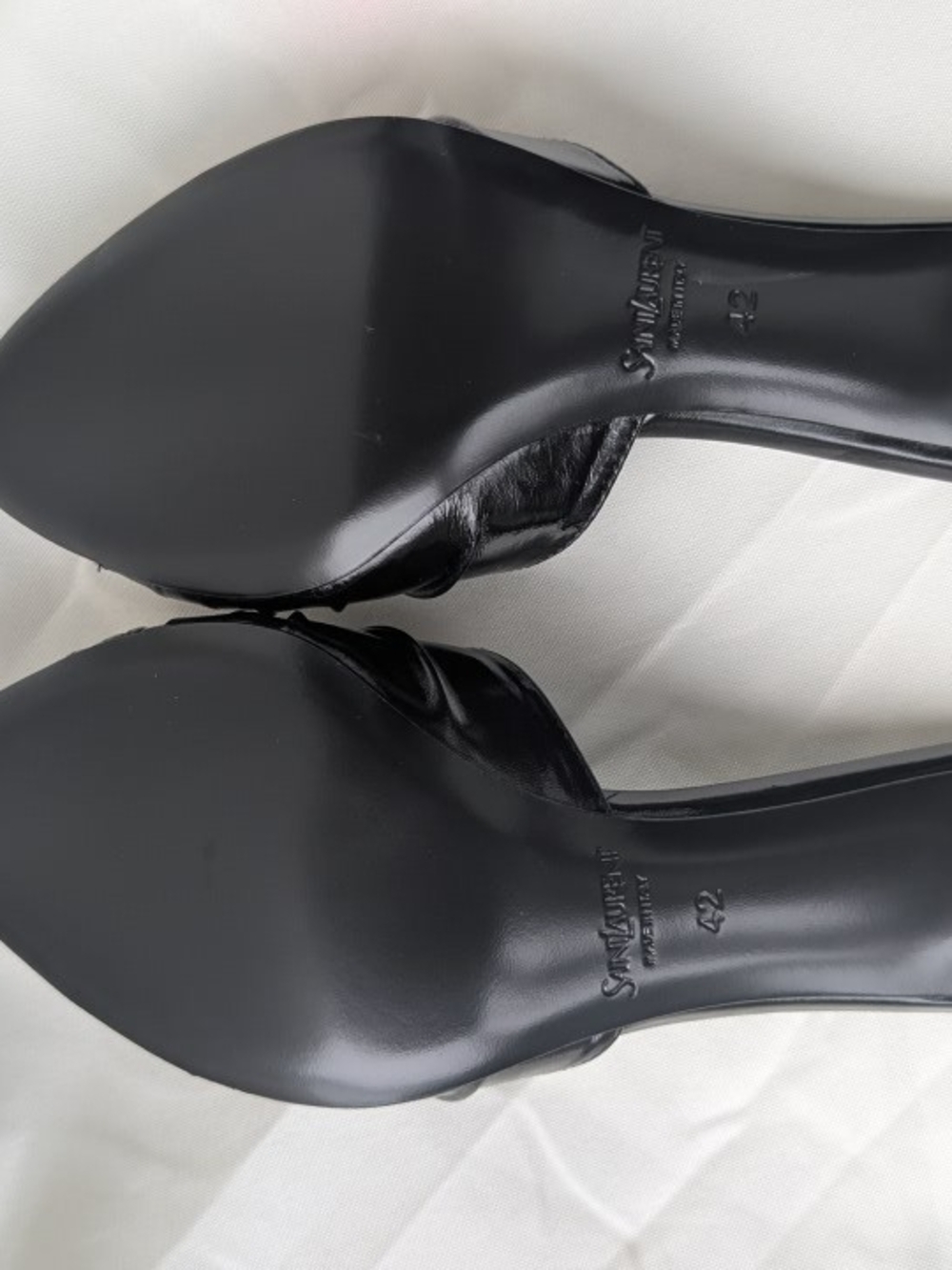 Saint Laurent Black Leather YSL Logo Slide Mule - Picture 12 of 16